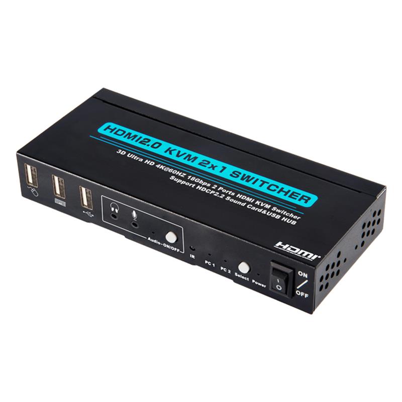V2.0 HDMI KVM 2x1 Switcher Υποστήριξη 3D Ultra HD 4Kx2K \/ 60Hz